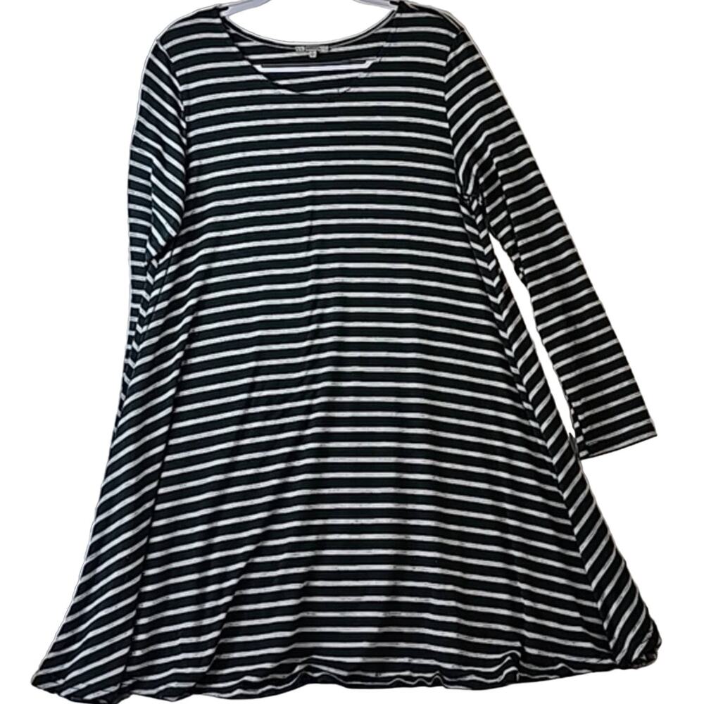 Women Sz L Hunter Green and Gray Stripe Fairy Grunge Tee Shirt Mini Jodifl Dress